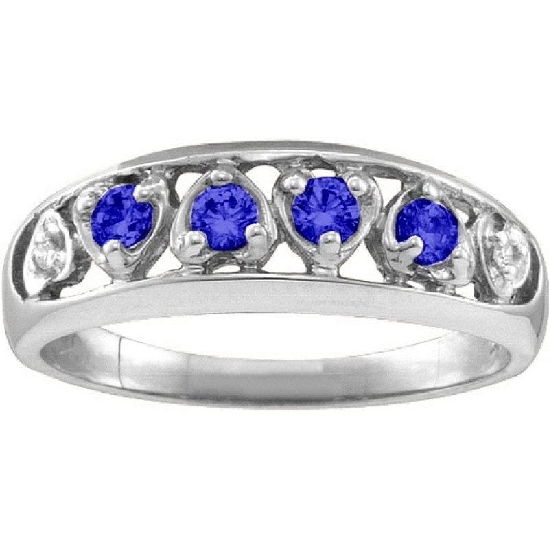 Lyric Embedded Hearts Ring with 2-6 Stones Lyric Embedded Hearts Ring with round stones in heart-shaped settings