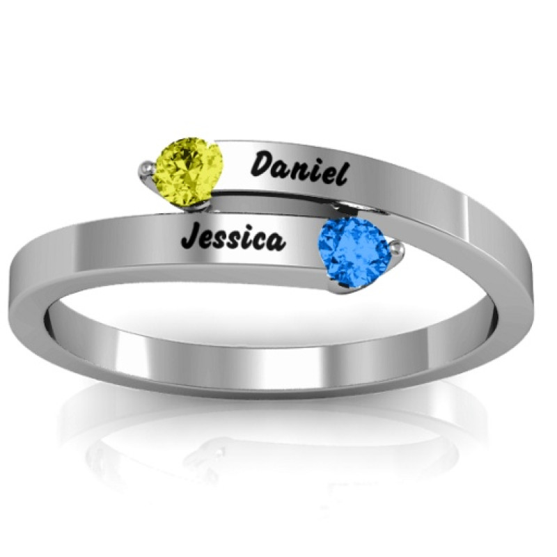 Soleil Tipped Bypass Ring Soleil Tipped Bypass Ring with two round stone-tipped prongs