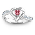 Accented heart ring shown from an alternate angle