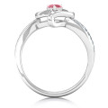 Side view of the curved band on the accented heart ring