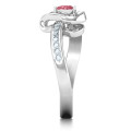 Accented heart ring with heart-shaped centre stone