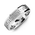 18K Yellow Gold Greek Key Grooved Men's Ring 18K yellow gold Greek key grooved men's ring