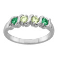 2-6 Gemstones S-Curve Ring with S-shaped curves and round gemstone settings