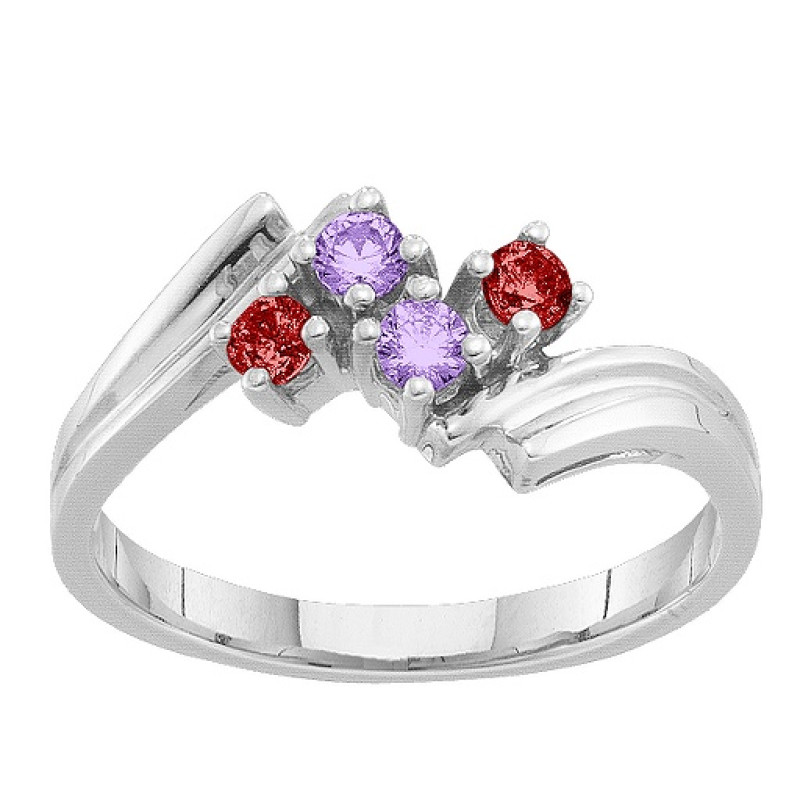 2-7 Winged Accents Ring with winged band and round stones