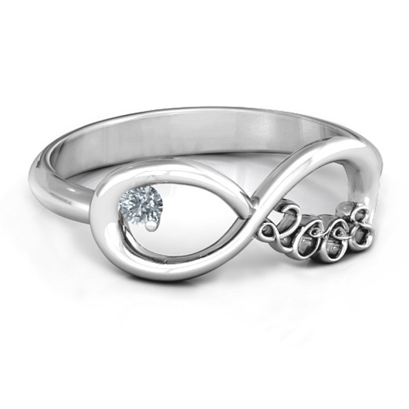 2008 Graduation Infinity Ring 2008 infinity ring for personalised graduation engraving and optional birthstone