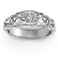 Personalized vintage graduation ring with a cursive 2015 cutout and oval centre stone