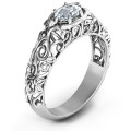 Personalized vintage graduation ring with a cursive 2015 cutout and oval centre stone