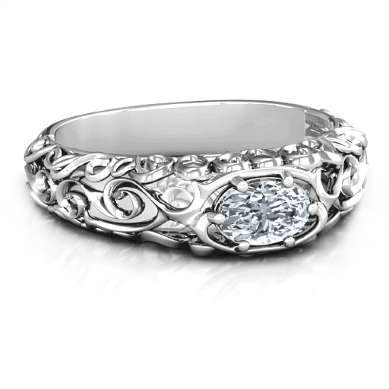 Personalized Vintage Graduation Ring Personalized vintage graduation ring with oval stone and cursive year detail