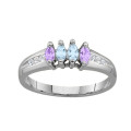 Custom marquise stone ring with round accent stones