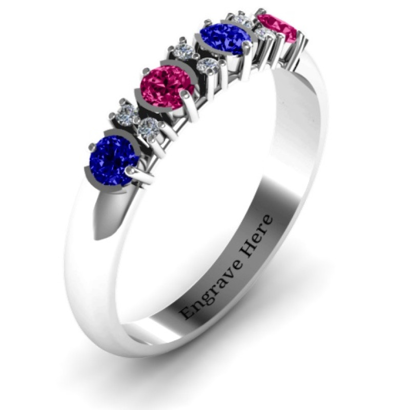 3–6 stone circular half bezel ring shown from another angle