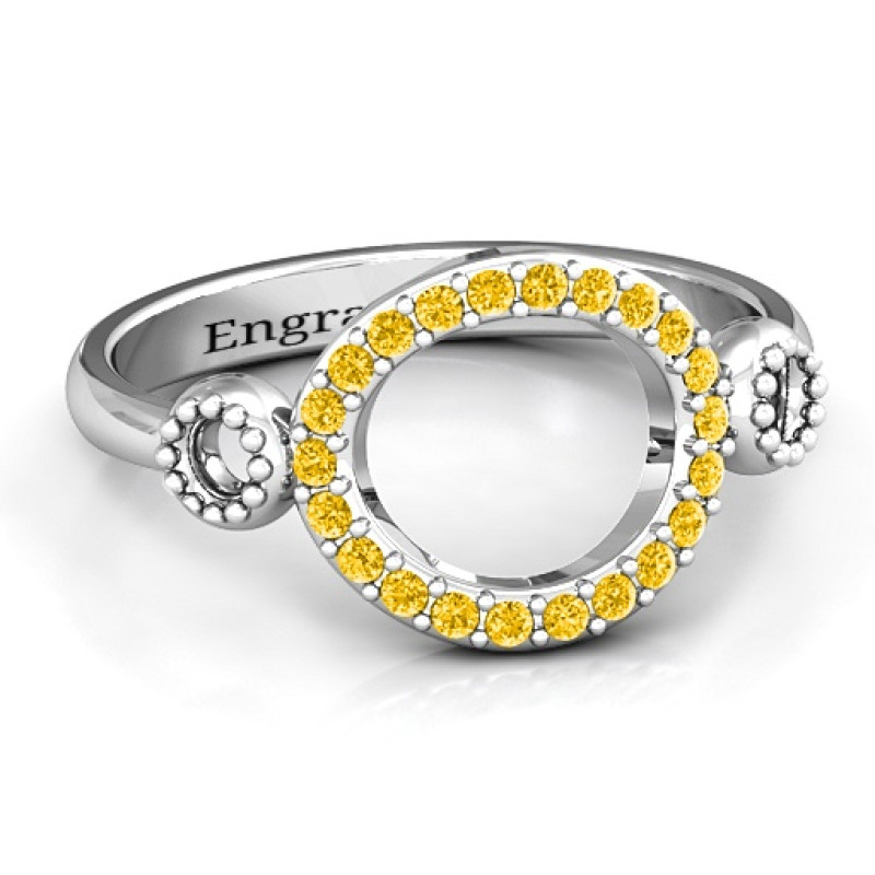 Three Circles Karma Ring with round zirconia accent stones