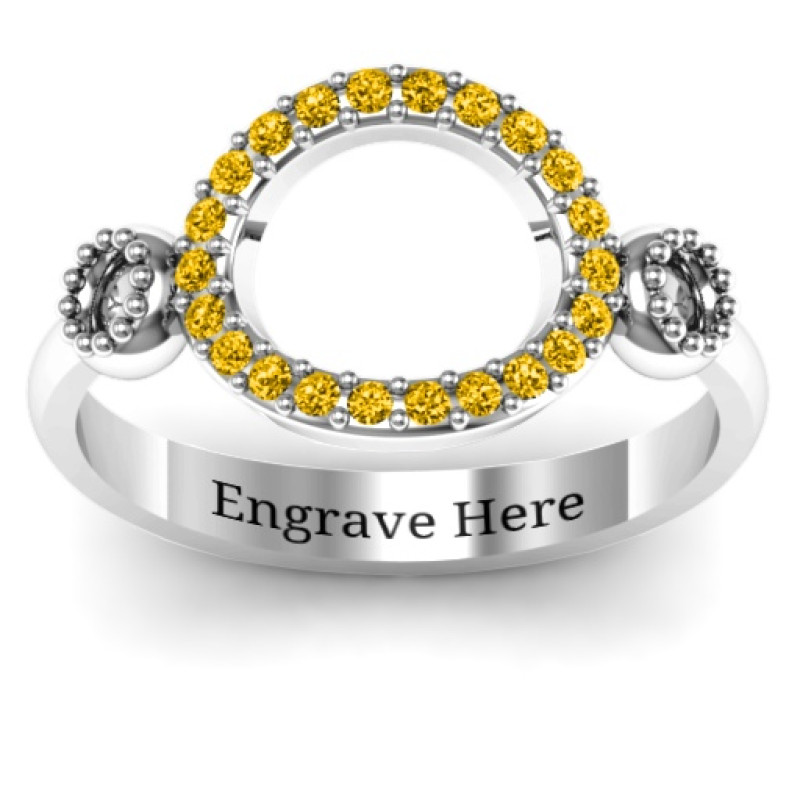 Three Circles Karma Ring with zirconia accent stones