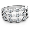 3 Row Fashion Wave Ring 3 Row Fashion Wave Ring with three rows of round stones
