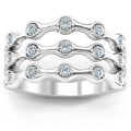 3 Row Fashion Wave Ring 3 Row Fashion Wave Ring with three rows of round stones