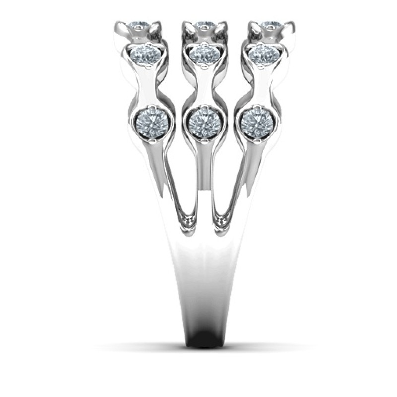 3 Row Fashion Wave Ring 3 Row Fashion Wave Ring with three rows of round stones