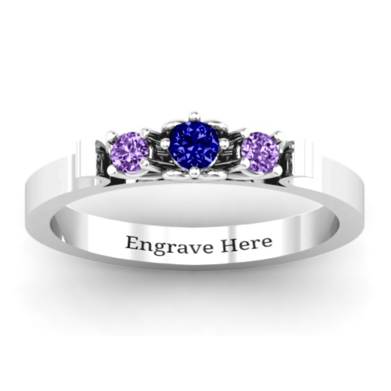 3-stone ring with heart gallery