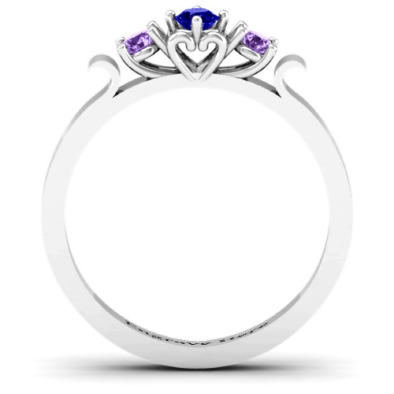 3-stone ring undergallery with open heart detail