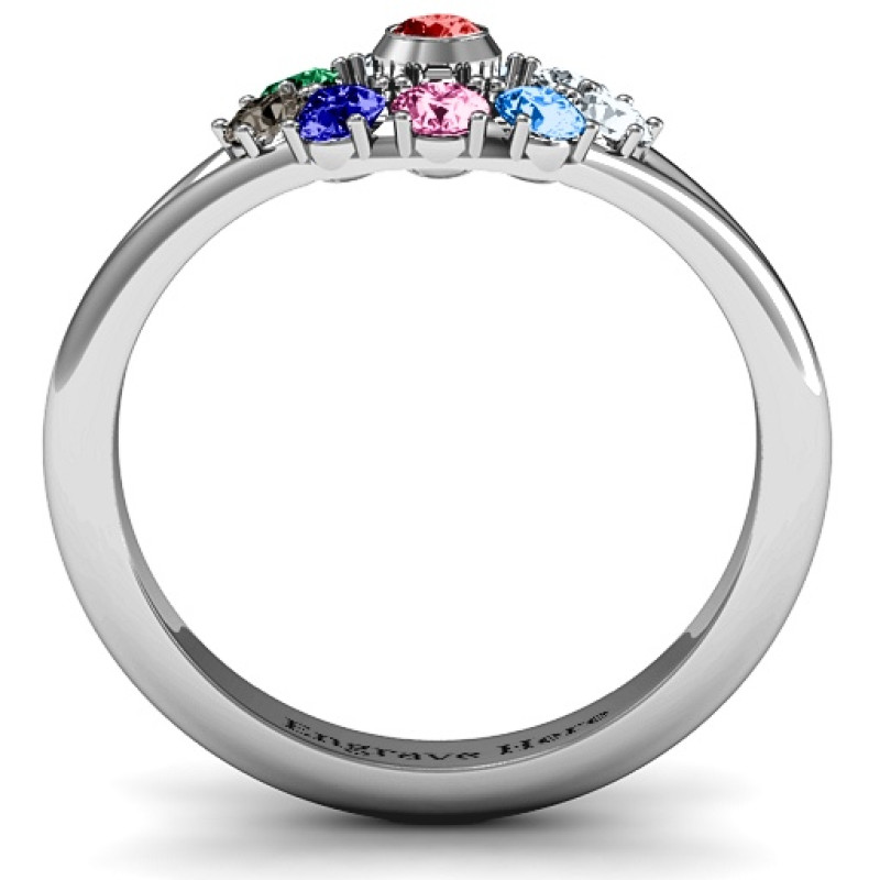 3 to 10 Stone Solar Ring with round stone setting