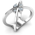 4 Stone Crossover Ring 4 Stone Crossover Ring with four round stone settings