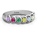 6 to 9 Stone Halo Ring Six to nine stone halo ring with round stones