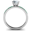 8-prong solitaire ring with twin channel accent stone rows