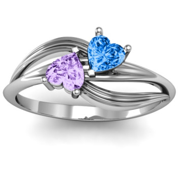 A Couple of Hearts Ring with Cubic Zirconias Stones A Couple of Hearts Ring with Cubic Zirconias Stones