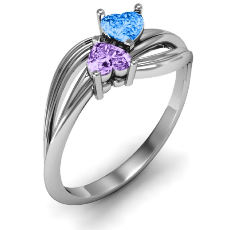 Couple of Hearts ring with heart-cut stones