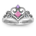 Fairytale princess tiara ring with simulated blue topaz stones