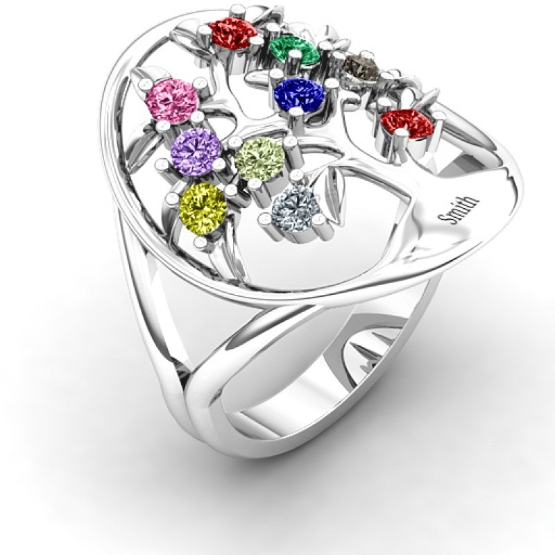 Oval Family Tree Ring detail view