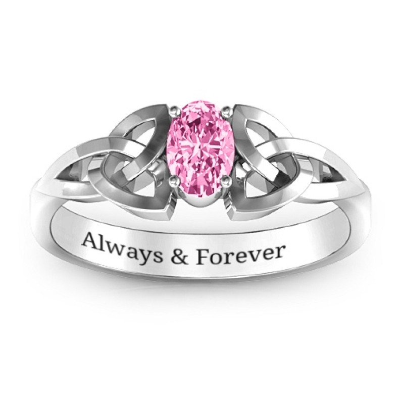 Trinity Knot Oval Engagement Ring with White Topaz Stone Trinity knot oval engagement ring with white topaz stone