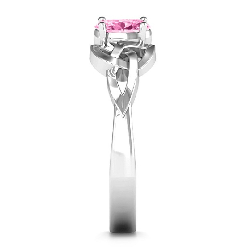 Trinity Knot Oval Engagement Ring with White Topaz Stone Trinity knot oval engagement ring with white topaz stone