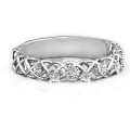 Woven in Love ring with simulated emerald stones