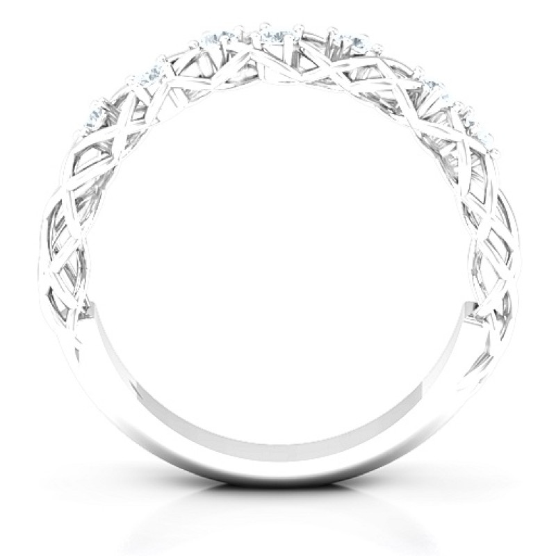 Woven in Love ring with simulated emerald stones