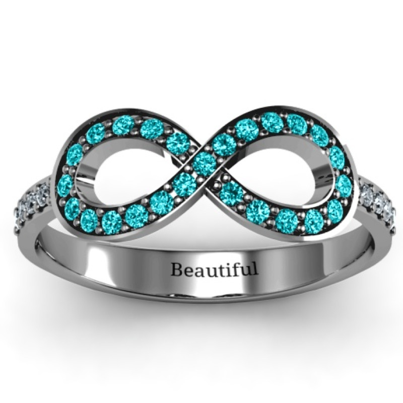 Accented Infinity Ring with Shoulder Stones - Alternate View Accented infinity ring with shoulder stones, alternate view