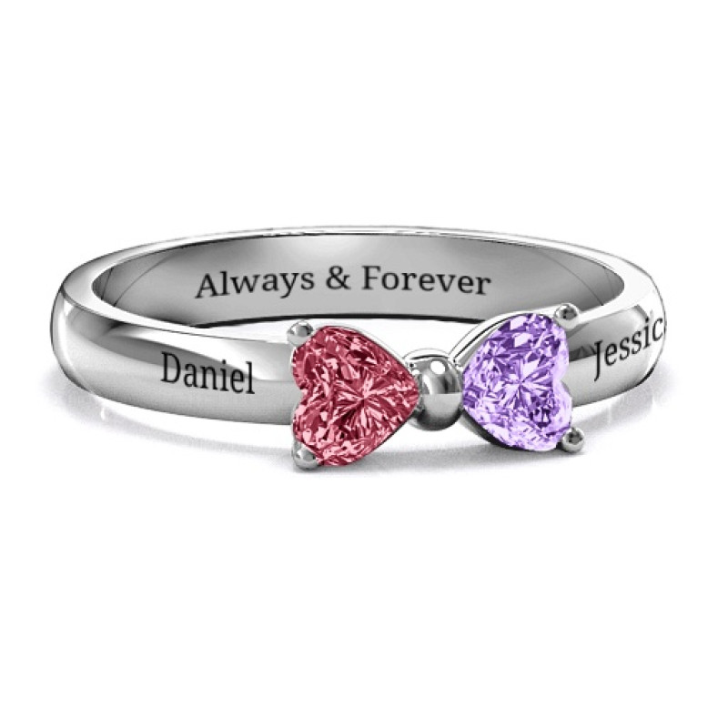 Adorable Bow Ring Adorable Bow Ring with two heart-cut stones