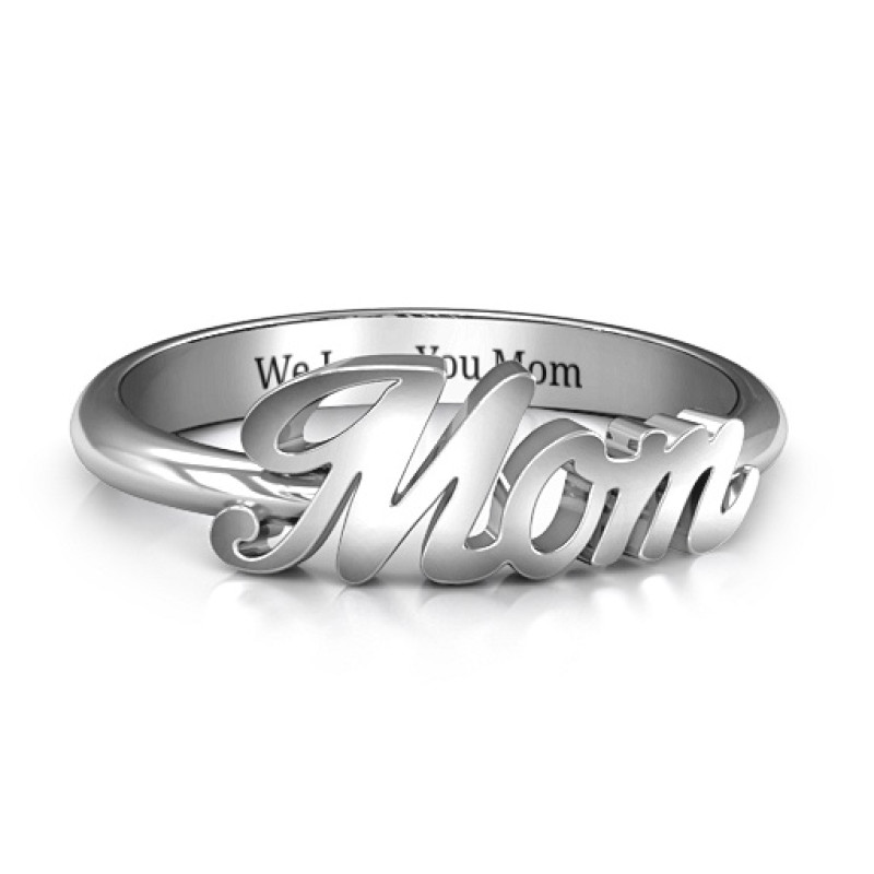All About Mom Name Ring All About Mom Name Ring with cursive Mom lettering