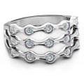 Alternating Stone Fashion Wave Ring Alternating Stone Fashion Wave Ring with three rows of round stones