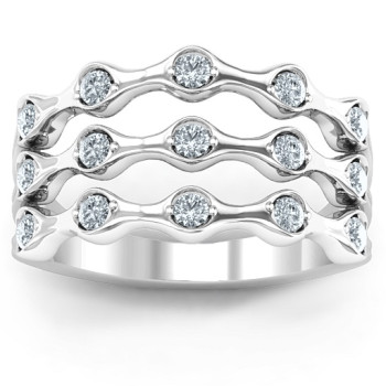 Alternating Stone Fashion Wave Ring Alternating Stone Fashion Wave Ring