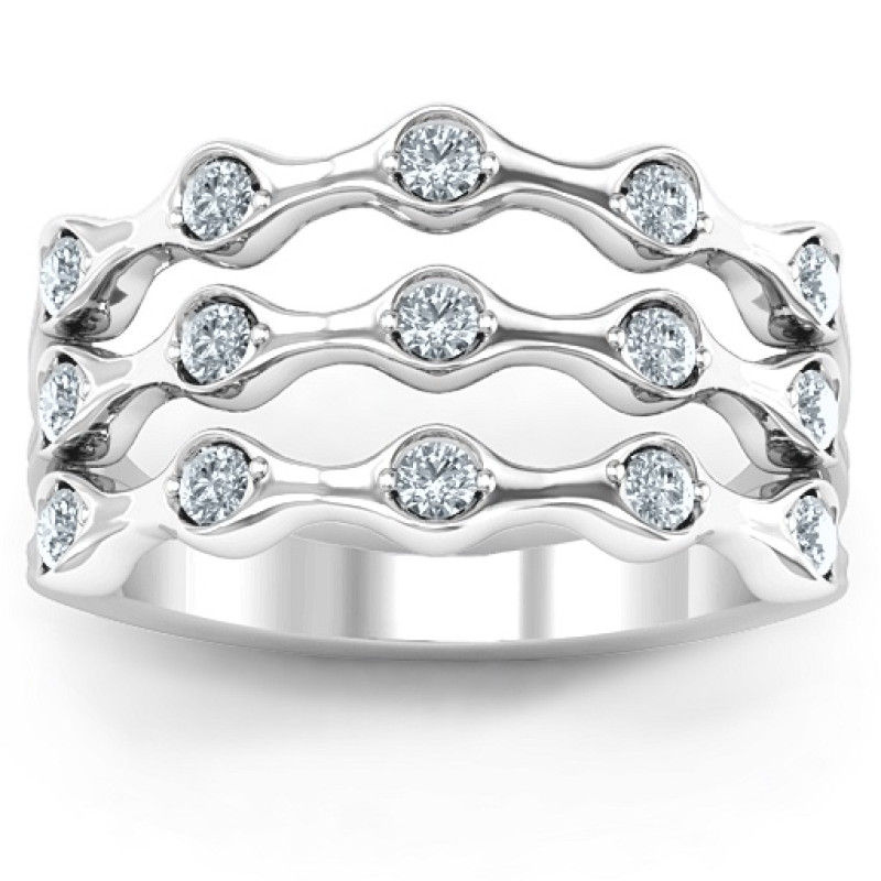 Alternating Stone Fashion Wave Ring Alternating Stone Fashion Wave Ring product image