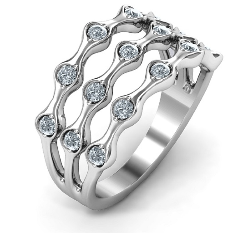 Alternating Stone Fashion Wave Ring Alternating Stone Fashion Wave Ring product image