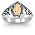 Aphrodite Ring with Side Gems Aphrodite ring with pear centre gem, accent stones and side gems