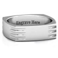 Aero grooved square men's ring with four corner grooves