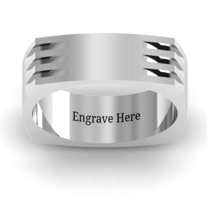 Aero grooved square men's ring product image