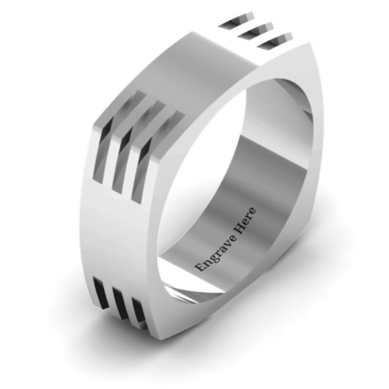 Aero grooved square men's ring product image