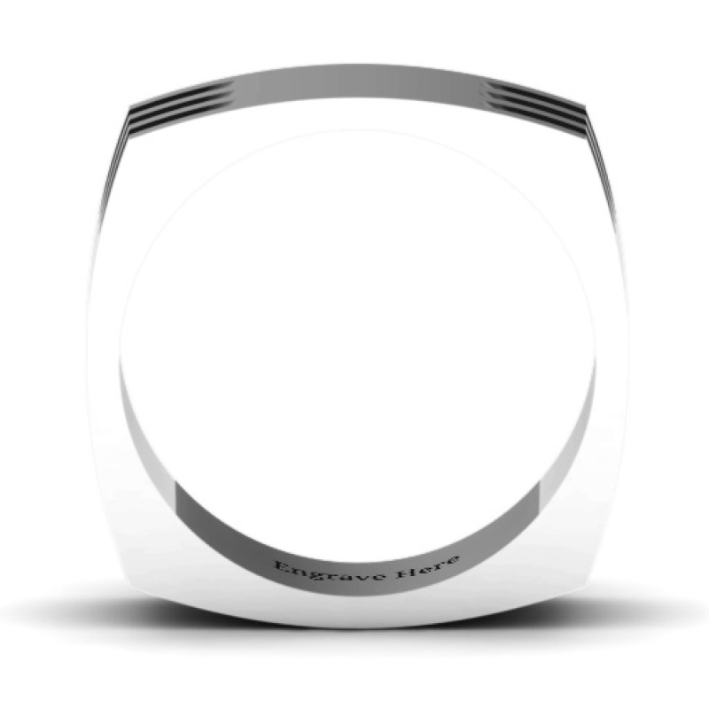 Aero grooved square men's ring product image