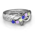 Ariel Wave and Swirl Ring Ariel Wave and Swirl Ring with grooved wave details and round stones