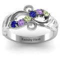 Ariel Wave and Swirl Ring Ariel Wave and Swirl Ring with grooved wave details and round stones