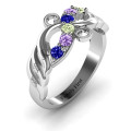 Ariel Wave and Swirl Ring Ariel Wave and Swirl Ring with grooved wave details and round stones