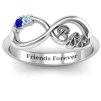 BFF Friendship Infinity Ring with 2 - 7 Birthstones in Sterling Silver or Gold BFF Friendship Infinity Ring with 2 - 7 Birthstones in Sterling Silver or Gold