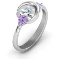 Beautiful Night Moon and Star Birthstone Ring Beautiful Night Ring with moon, star and round accent stones